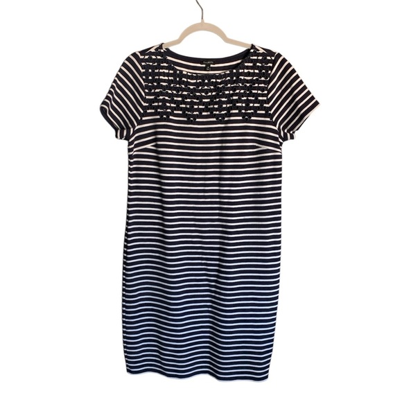 Talbots Dresses & Skirts - Talbots women’s dress midi navy white stripes short sleeve size medium coastal